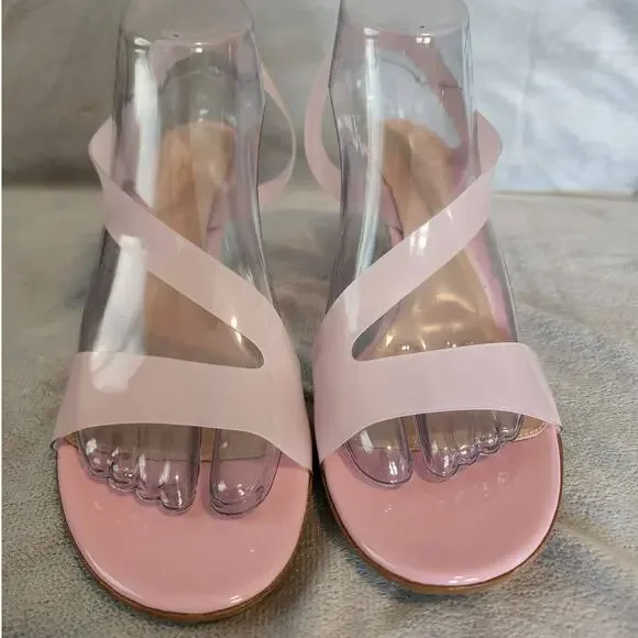 Gianvito Rossi Metropolis Pale Pink PVC Heels Open Toe Size 11 / IT 41 - Picture 9 of 9